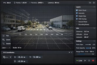 develop real time lidar point cloud viewer software or streaming tool