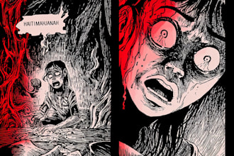 create horror, dark, gore comics or manga illustration