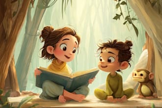 illustrate children story book illustration, kids story