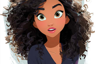 illustrate portrait into cartoon disney illustration
