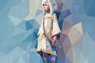amke a professional geometric low poly character illustration for you