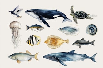 design watercolor scientific, natural illustration