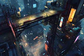 design cyberpunk futuristic city illustration