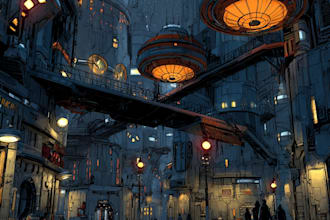 design an illustration of futuristic cyberpunk city