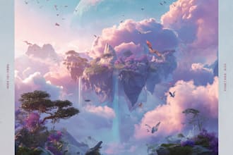 design a dreamy surreal or fantasy music album cover art