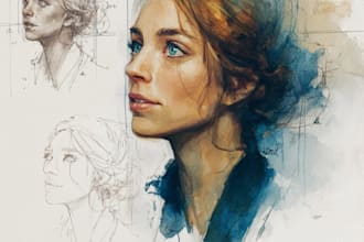 draw a sketchy watercolor portrait, no ai