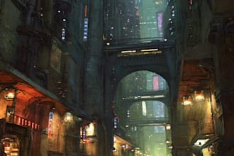 design cyberpunk futuristic city illustration