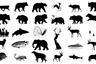 create animal and any object into silhouette vector