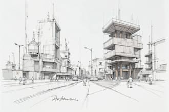 draw architecture and urban design sketches