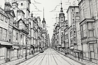 draw urban and city sketches for printing on fabric