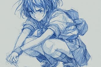 draw anime characters in cool pose for you