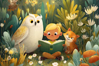 create cute children book illustrations with animals