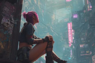 draw cyberpunk style character into city gaming