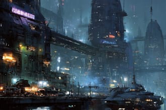 draw a cyberpunk futuristic city illustration