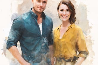 custom watercolor family portrait from photo