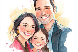 make watercolor family portrait