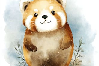 do cute animal illustration or cute cartoon illustration watercolor style