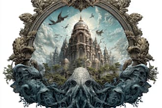 design mythical beasts, monsters, fantasy logo or illustrations