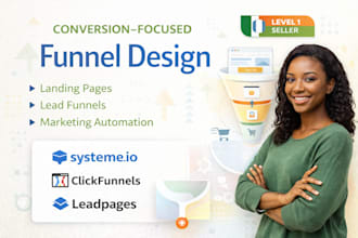 design sales funnel on clickfunnels, leadpages, systeme io and samcart