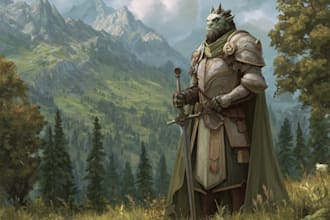 draw fantasy dnd party and scifi monster design character