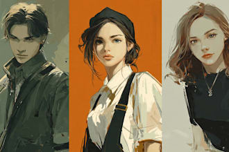 paint character illustrations in semi realistic art style