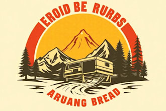 do custom 70s vintage retro logo and outdoor t shirt design