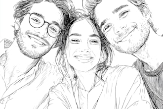 make you a lineart portrait of your friends and family