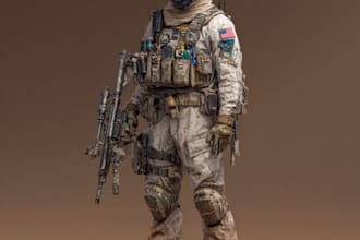 draw a realistic military, war, or sci fi illustrations