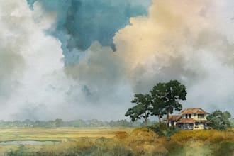 draw original watercolor landscape or architecture art