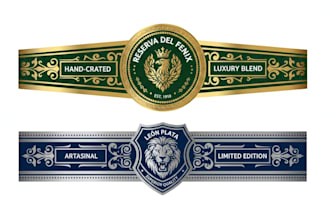 create premium cigar band, logo, label and cigar box design