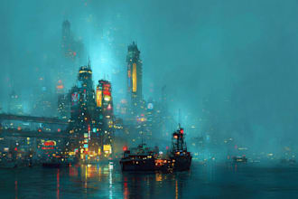 design cyberpunk futuristic city illustration