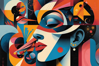 draw cubism, surrealism and abstract styles for album cover