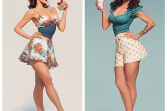 draw a pin up girl and pin up girl illustration