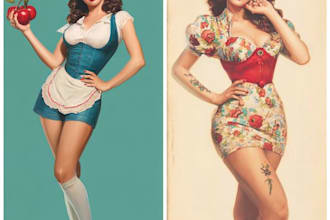 pin up girl and pin up girl illustration