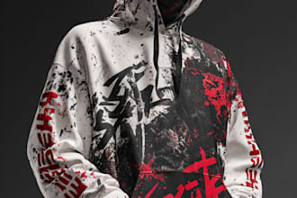 make trendy streetwear hoodie design with mockup