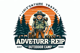 design high quality outdoor camp mascot logo with t shirt design