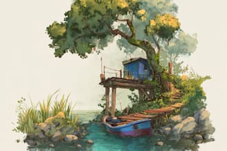 paint environment or interior concept art
