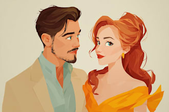 create cartoon disney couple portrait