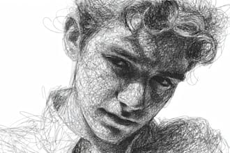 draw freehand digital scribble sketch, line art