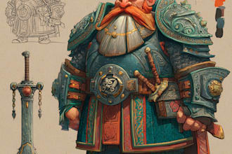 illustrate detailed unique character or prop designs