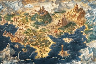 make fantasy map illustration for  novels and games