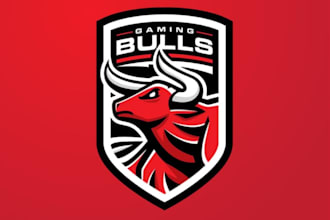 design vector bull mascot logo with esport illustration style