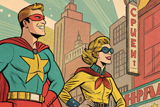 draw ilustration vintage and retro comic