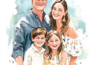 custom watercolor family portrait from photo