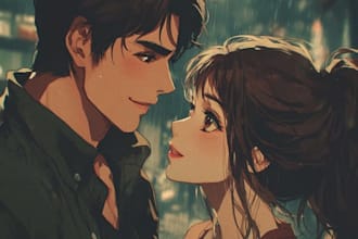 make a anime couple character art anime style