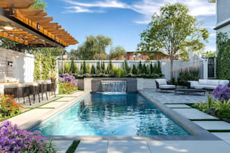do backyard landscape design, outdoor garden, pool, patio