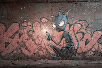 paint real graffiti art on the street wall