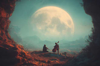 create a dreamy surreal or fantasy music album cover