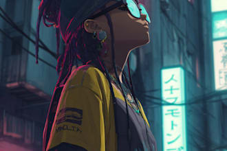 draw a cyberpunk futuristic city illustration