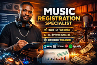 register your music on all major platforms and pros